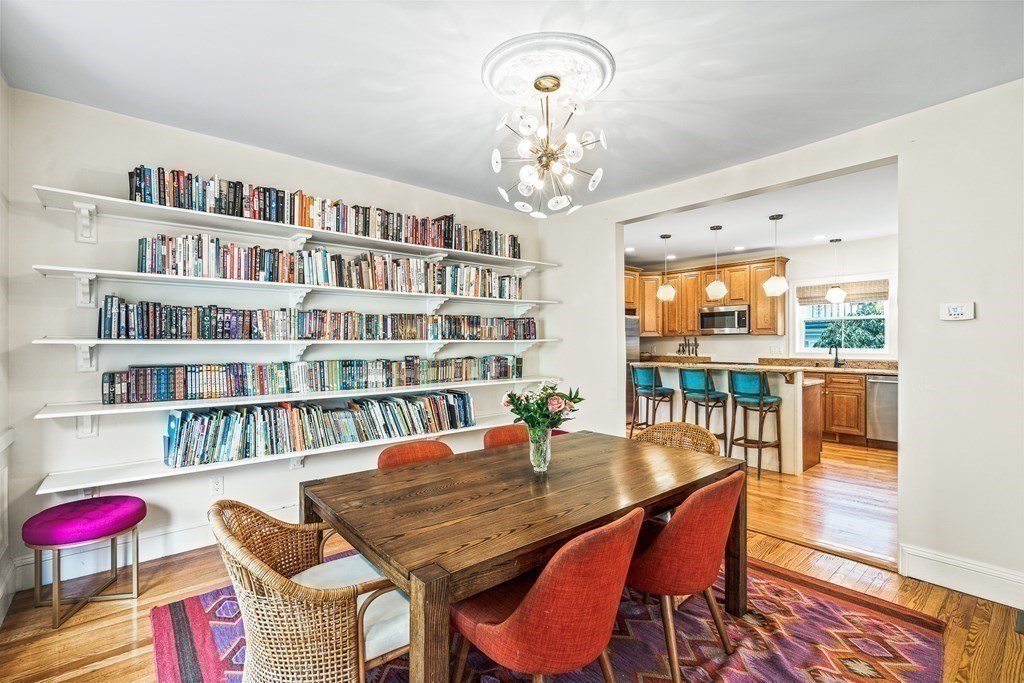 Floor-to-ceiling custom built-in shelving in Melrose, MA