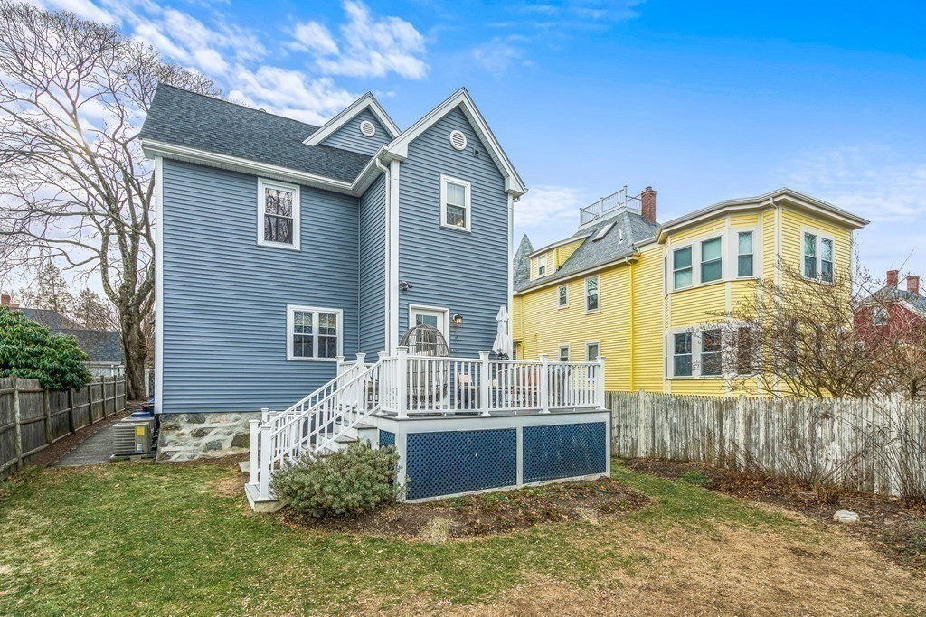 Side elevation with siding and trim detail in Melrose, MA